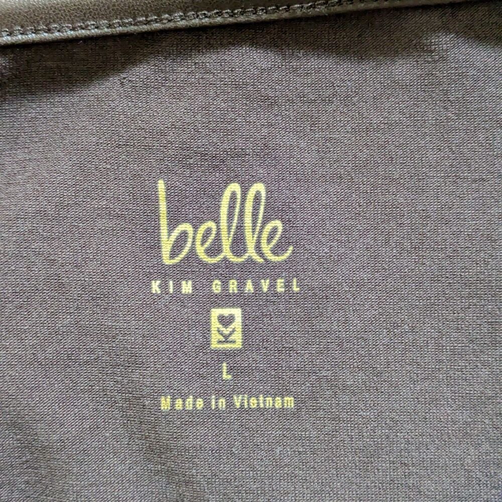Belle by Kim Gravel TripleLuxe Knit Top with Faux Leather Cuffs M Stretch - Picture 11 of 14